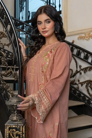3PC Embroidered stitched Khaddar Suit KKE-2954 - Embroidered - KHAS STORES US - 3PC Embroidered stitched Khaddar Suit KKE-2954